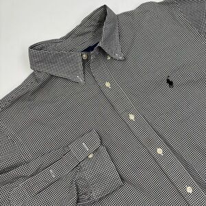 Ralph Lauren Men's XL Custom Fit Black Plaid Long Sleeve Button Shirt‎